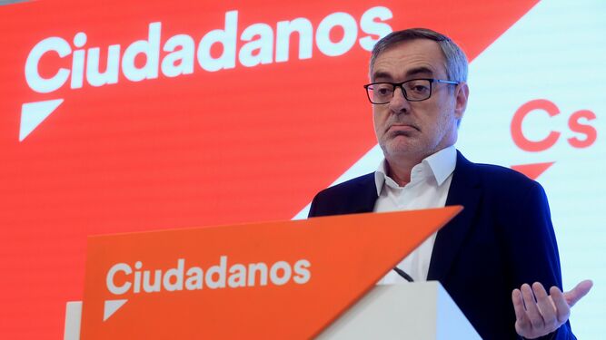 El secretario general de Ciudadanos, José Manuel Villegas, compareció ayer ante los medios en Madrid.