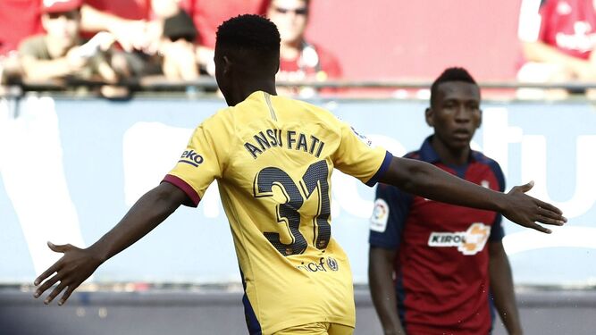 Ansu Fati celebra su gol ante Osasuna