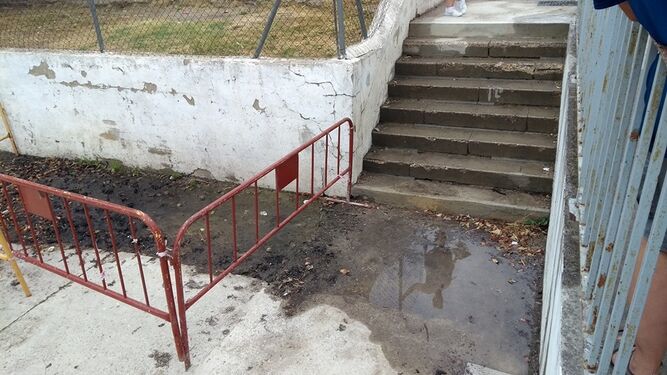Una veta subterránea de agua en el colegio Torresoto encharca varias zonas del patio