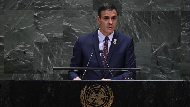 Pedro Sánchez, durante su discurso ante la ONU.