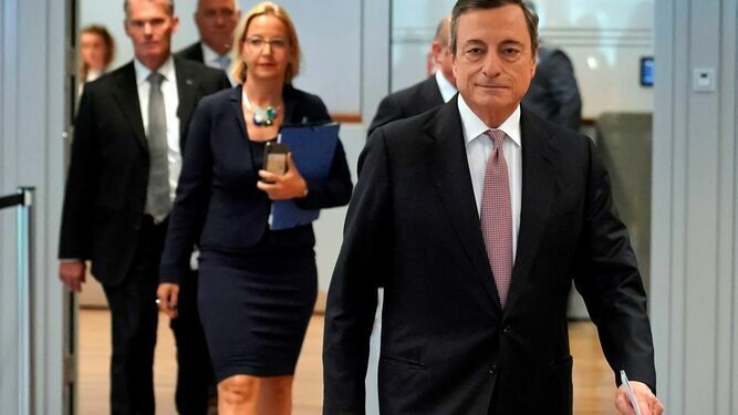 El presidente del Banco Central Europeo, Mario Draghi, ayer en Fráncfort.