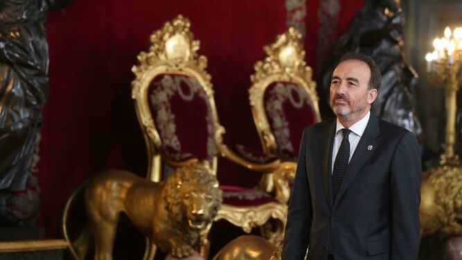 El presidente de la sala del Supremo que ha juzgado a los doce líderes del 'procés', Manuel Marchena, este sábado en el Palacio Real de Madrid en la recepción oficial de los Reyes con motivo de la Fiesta Nacional.
