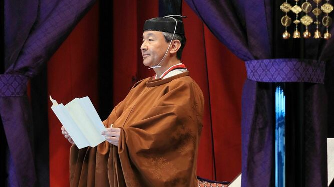Naruhito, en su ceremonia de proclamación como emperador del Japón, el pasado 22 de octubre en el Palacio Imperial de Tokio.