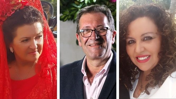 Los tres candidatos a hermano mayor: Dolores Ramos Guerrero, Rafael Gálvez y María Dolores Chacón.