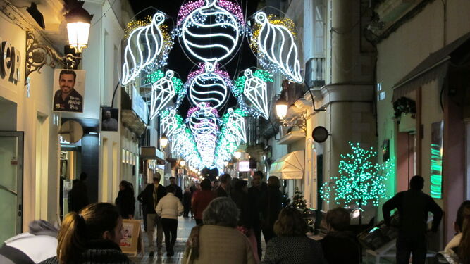 Calle de la Plaza durante la Navidad, en una imagen de archivo