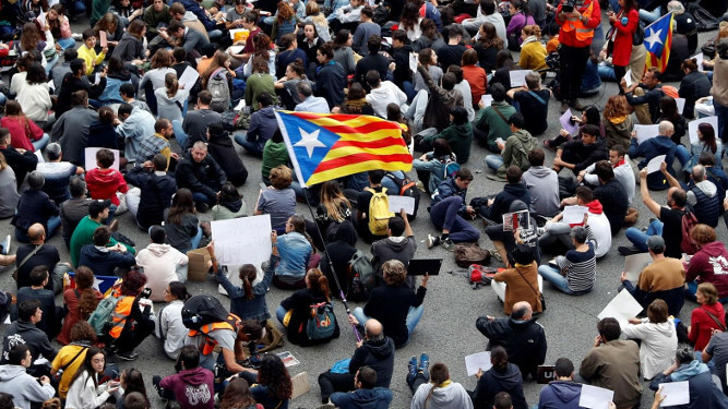 Una protesta de Tsunami Democràtic en Barcelona.