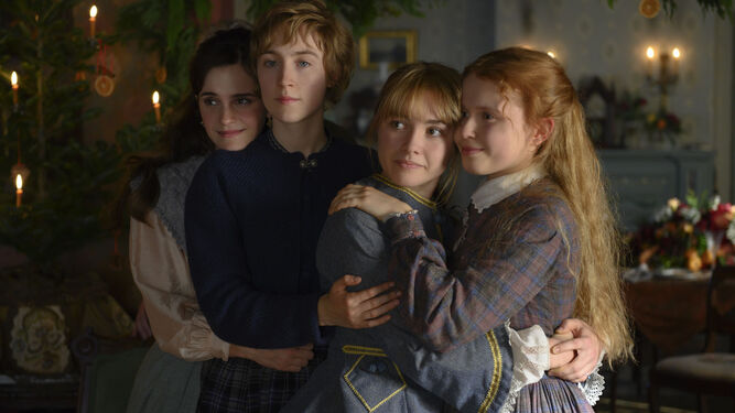 Emma Watson,  Saoirse Ronan, Florence Pugh y Eliza Scanlen en un fotograma de la película.
