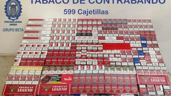 Las 600 cajetillas de tabaco de contrabando intervenido por la Policía Local