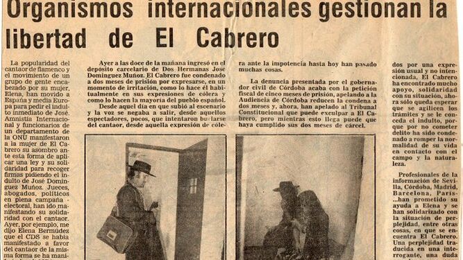 Un recorte de prensa publicado por El Cabrero