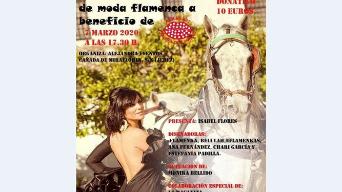 Cartel del desfile benéfico de moda flamenca a beneficio de la asociación 'Sonrisa de Lunares'.