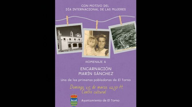 Cartel del homenaje a Encarnación Marín Sánchez en El Torno