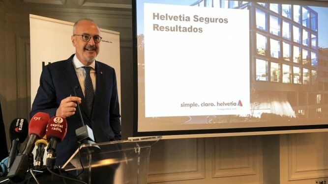 Íñigo Soto, director general de Helvetia Seguros, en la presentación de resultados.