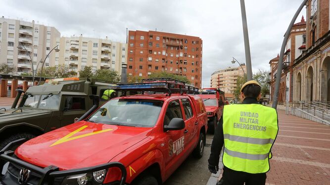 Coronavirus:Im&aacute;genes de la Unidad Militar de Emergencias actuando en Jerez