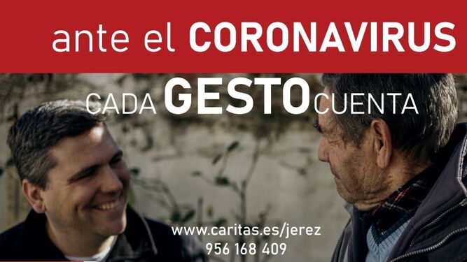 Cartel de la campaña de Cáritas por el coronavirus.