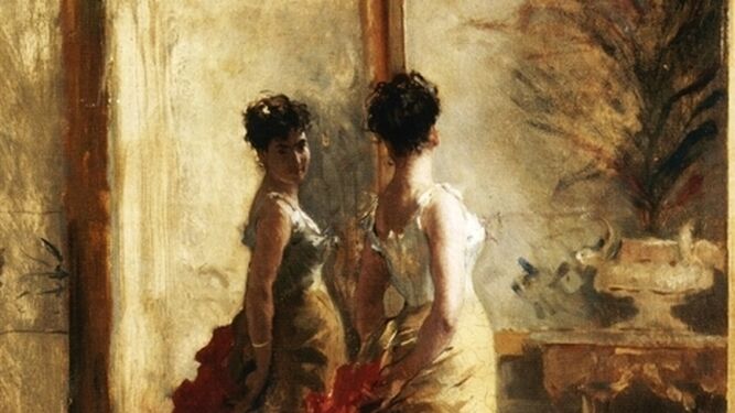 'Mujer frente al espejo', del pintor italiano Mosè Bianchi (1840-1904).