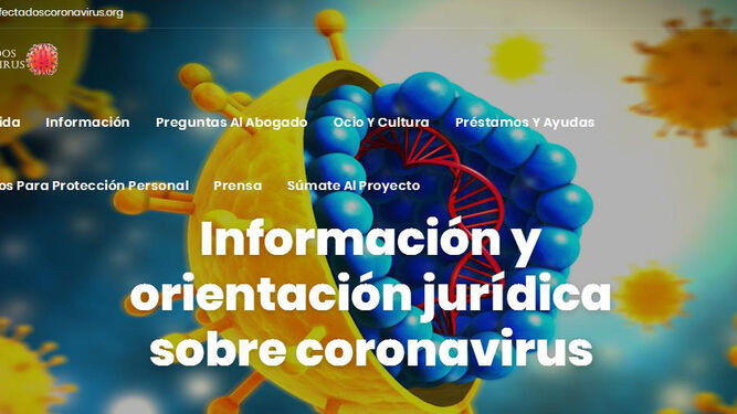 Página de inicio en internet de la plataforma 'Afectados Coronavirus'