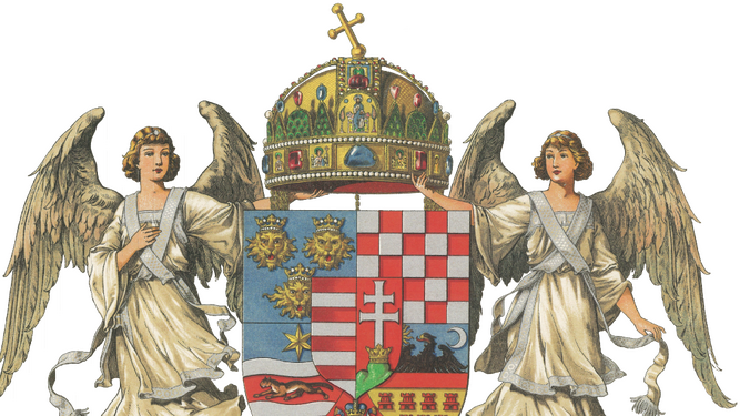 Escudo del Reino de Hungría con la Corona de San Esteban (1867-1915).