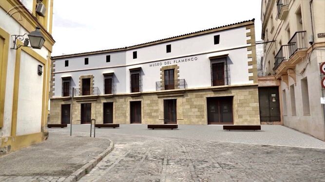 Recreación virtual del futuro Museo del Flamenco visto desde la calle Barranco.