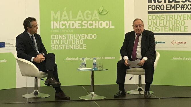 Eduardo Baamonde, presidente de Cajamar, y José Luis Bonet, presidente de la Fundación Incyde en Málaga.