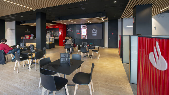 Imagen interior de un 'Work Café' del Santander.