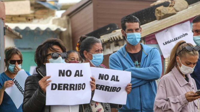 Protestas contra los desalojos en La Casería, hace un mes.