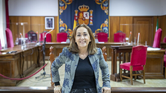 Virginia Alonso en la sala de vistas de la Sección Primera de la Audiencia de Cádiz.