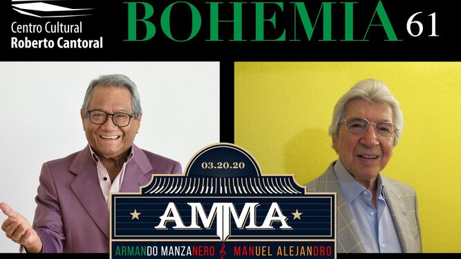 Cartel del concierto que iban a dar en marzo Armando Manzanero y Manuel Alejandro.