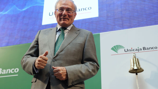 Manuel Azuaga, presidente de Unicaja Banco, el día de la salida a Bolsa.