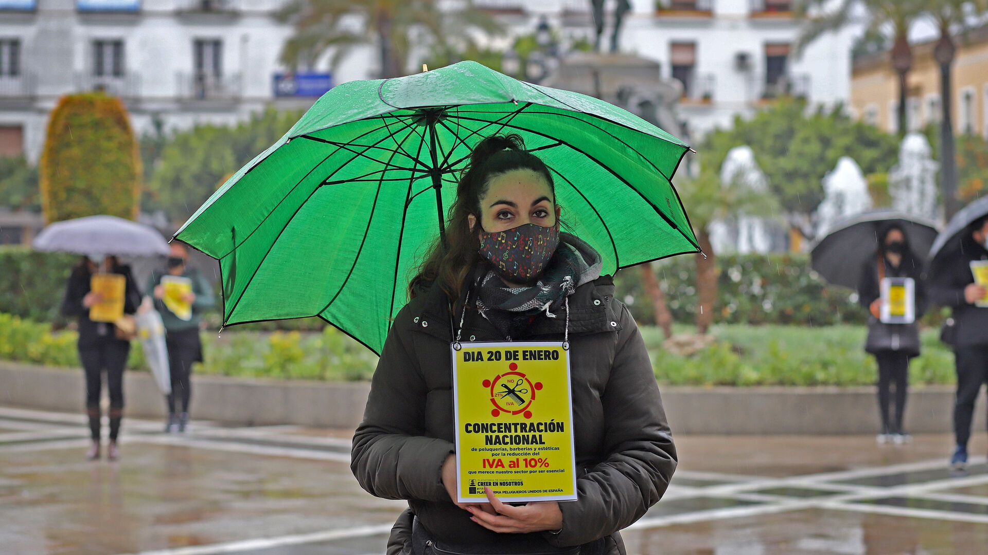 Protesta de las peluquerias en Jerez