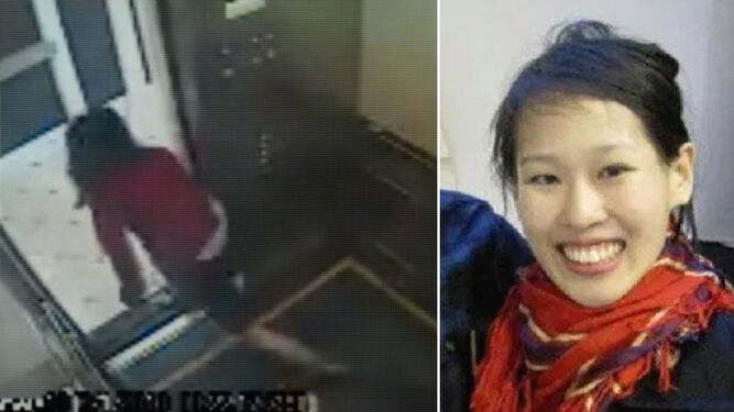 Elisa Lam, estudiante canadiense, en la inquietante imagen del ascensor en el Hotel Cecil.