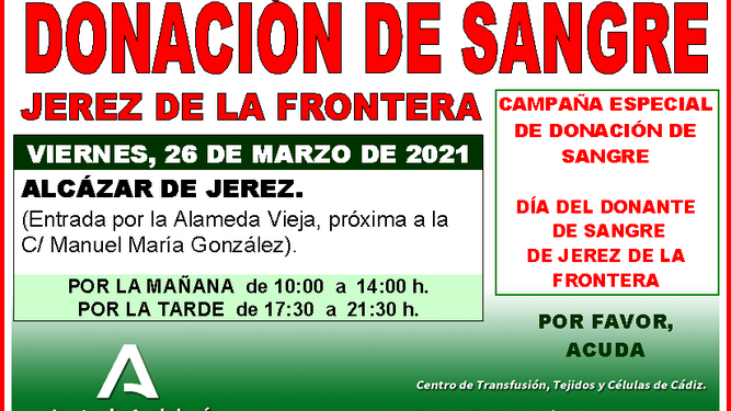El Día del Donante de Jerez, el viernes 26 en el Alcázar.