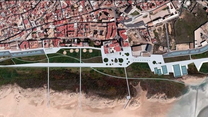 El nuevo diseño apuesta por peatonalizar todo el frente litoral de la playa de Los Bateles.