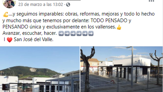 El alcalde de San José de Valle anuncia trabajos de su Ayuntamiento en el municipio.