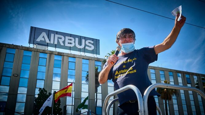 El presidente del comité de Airbus Puerto Real en la asamblea de este miércoles.