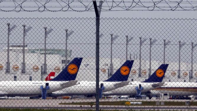 Aviones de Lufthansa en el aeropuerto internacional de Munich.
