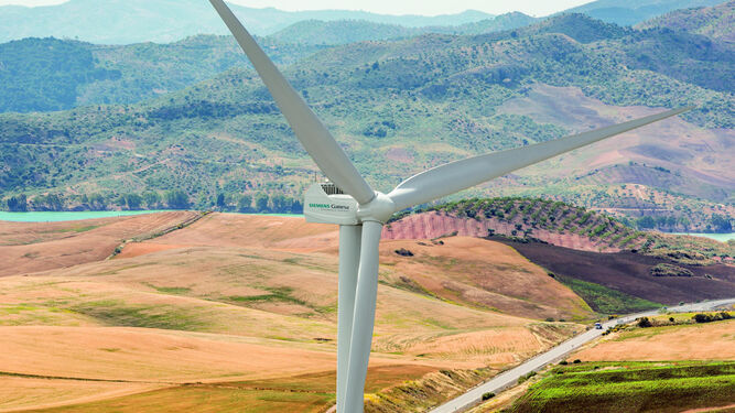 Una de las turbinas eólicas instaladas por Siemens Gamesa en Málaga