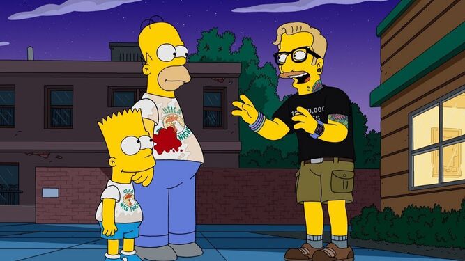 Homer y Bart Simpson en el primer capítulo de la temporada 31 de su serie