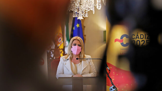 La alcaldesa, Mamen Sánchez, durante un acto en el Ayuntamiento.