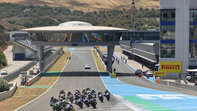 Imagen de una prueba del GP de Motociclismo en el circuito de Jerez.