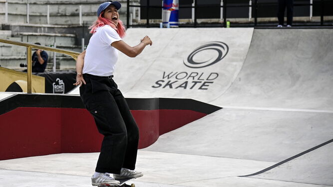 La algecireña Andrea Benítez, durante el pasado Street Skateboarding World Championship.