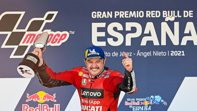 Jack Miller celebra su victoria en el pasado Gran Premio de España.