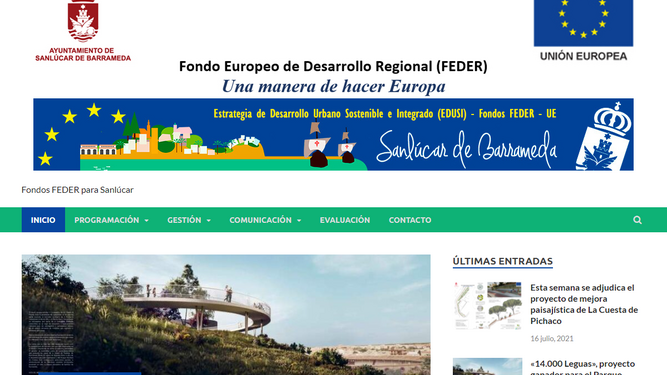 La página web de la Estrategia de Desarrollo Urbano Sostenible e Integrado (Edusi) de Sanlúcar.