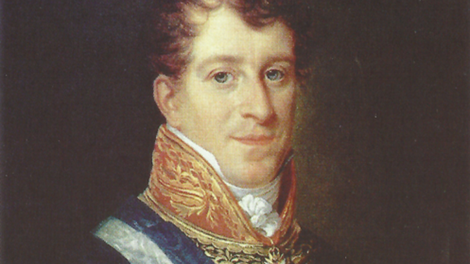 Reproducción parcial del retrato que Souza y Holstein se hizo pintar en Cádiz.