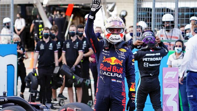 Verstappen, celebrando la 'pole' en el Gran Premio de EEUU