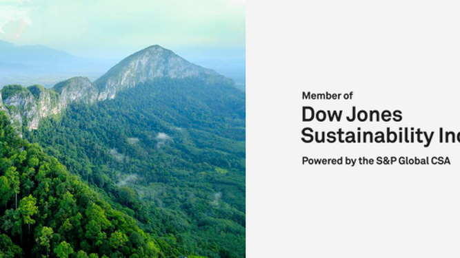 Imagen del reconocimiento del  el índice Dow Jones Sustainability Index World a Indra.