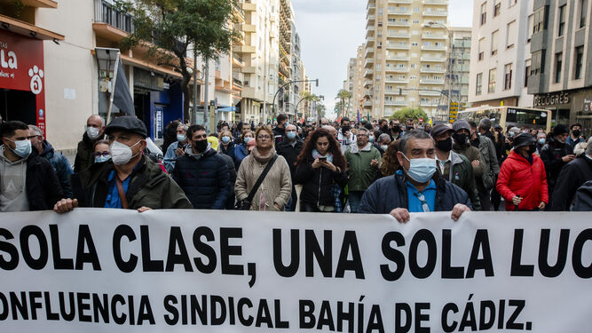 Manifestación de los trabajadores del metal en Cádiz.