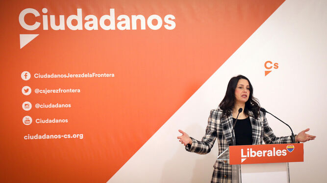 Inés Arrimadas, este miércoles en la sede de Ciudadanos