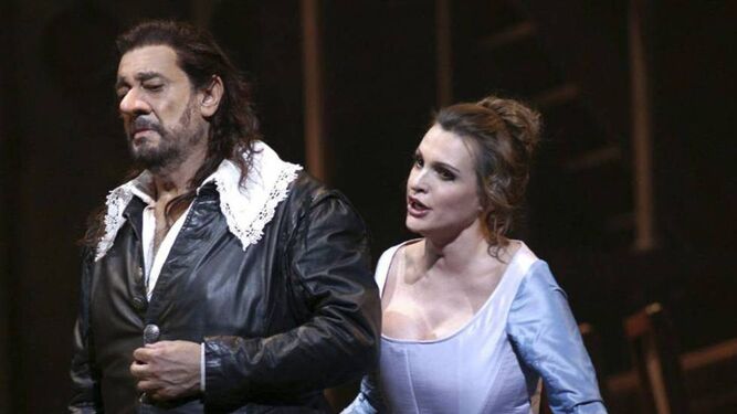 Plácido Domingo  y Ainhoa Arteta, en el Teatro Real en 'Cyrano de Bergerac' en 2012