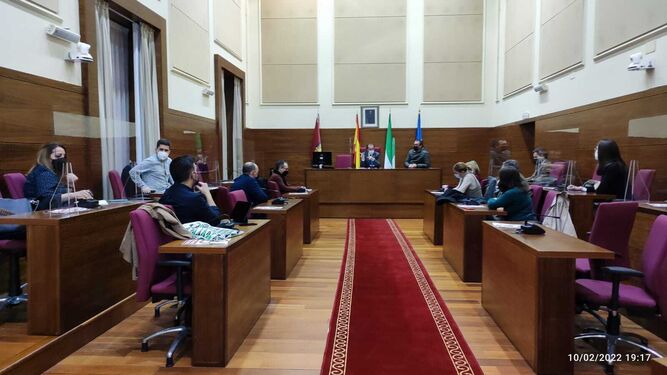 Reunión de coordinación entre Ayuntamiento y Consejo de Hermandades, celebrada recientemente en el Salón de Plenos.