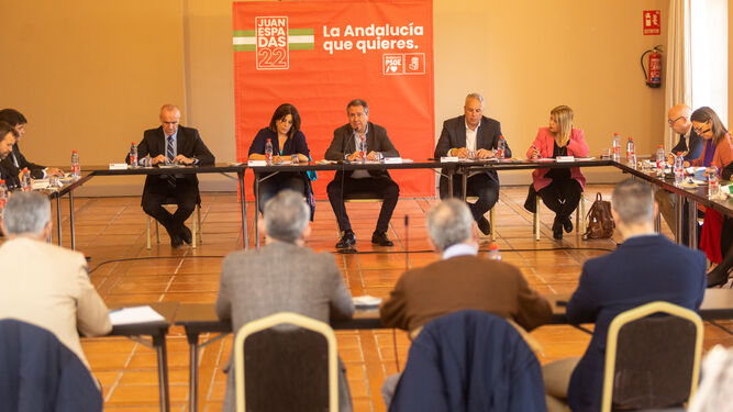Un instante de la reunión de Juan Espadas con alcaldes socialistas de Andalucía.